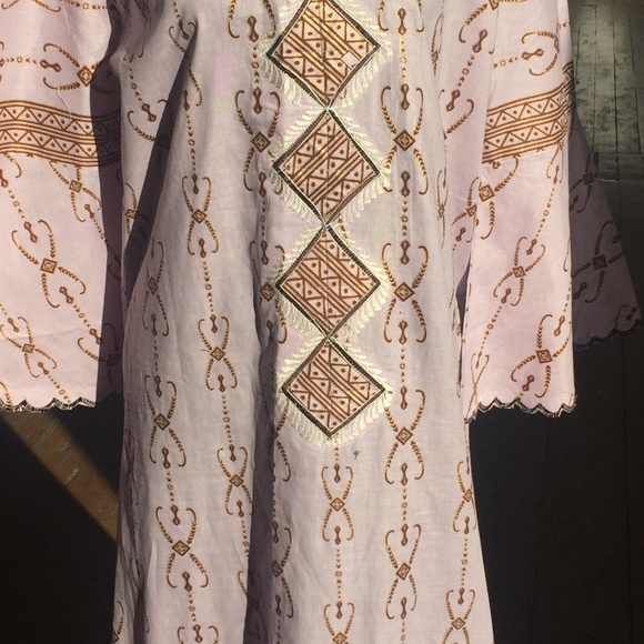 Lavender/Brown/Gold Maxi Dress/Chemise - Picture 4 of 9